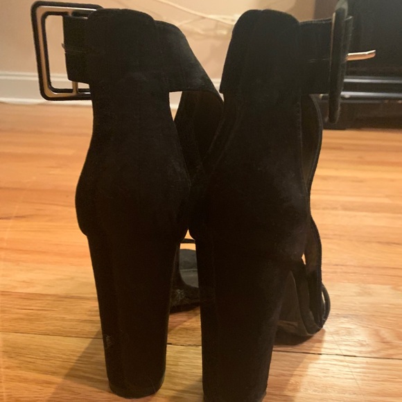 Suede Buckle Block Heels - Picture 4 of 5